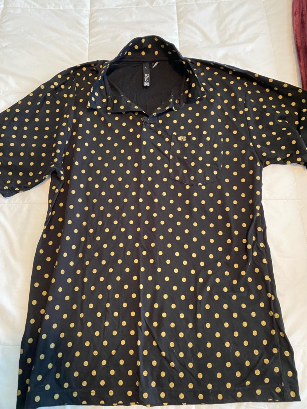 KR3W Black Polo with Gold Dot Print